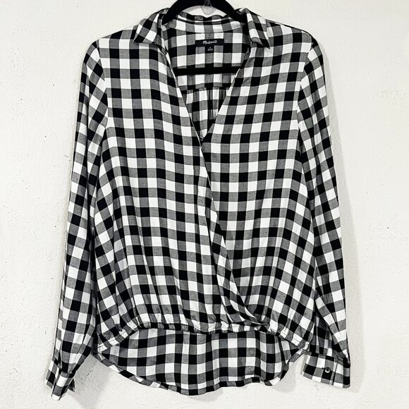 Madewell‎ Buffalo Check Wrap-Front Shirt Size Small - Picture 1 of 13